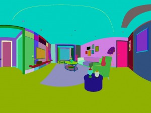 panoramic modern style family living room restaurant 04 3D Model