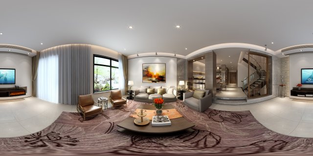 panoramic modern style family living room restaurant 05 3Dモデル .c4d .max .obj .3ds .fbx .stl .blend 