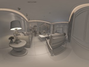 panoramic modern style family living room restaurant 05 3Dモデル