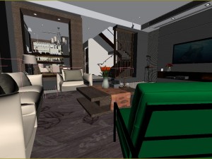 panoramic modern style family living room restaurant 05 3Dモデル