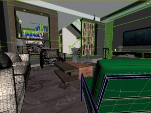 panoramic modern style family living room restaurant 05 3Dモデル