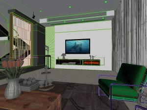 panoramic modern style family living room restaurant 05 3Dモデル