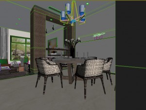 panoramic modern style family living room restaurant 05 3Dモデル