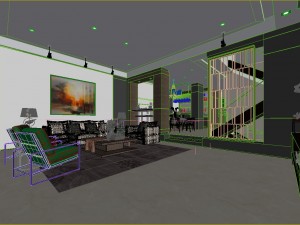 panoramic modern style family living room restaurant 05 3Dモデル