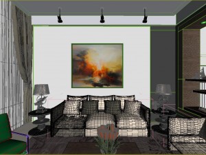 panoramic modern style family living room restaurant 05 3Dモデル
