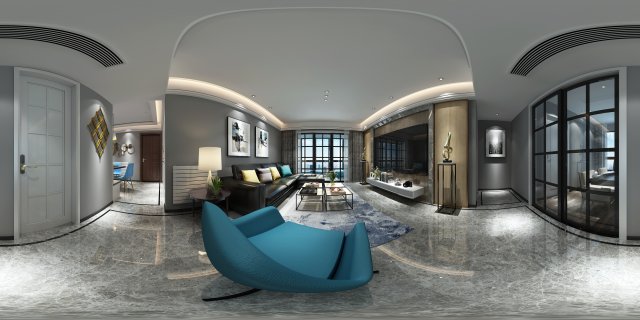 panoramic modern style family living room restaurant 06 3D Model .c4d .max .obj .3ds .fbx .stl .blend 