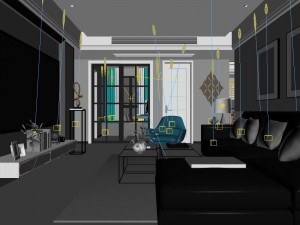 panoramic modern style family living room restaurant 06 3D Model