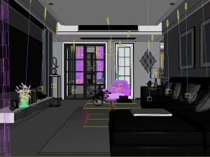 panoramic modern style family living room restaurant 06 3D Model