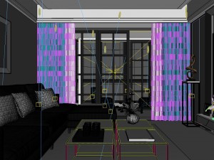 panoramic modern style family living room restaurant 06 3D Model
