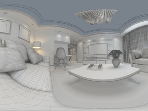 panoramic modern style family living room restaurant 07 Modelo 3D