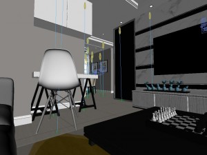 panoramic modern style family living room restaurant 07 Modelo 3D