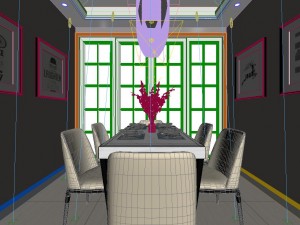 panoramic modern style family living room restaurant 07 Modelo 3D