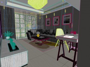 panoramic modern style family living room restaurant 07 Modelo 3D