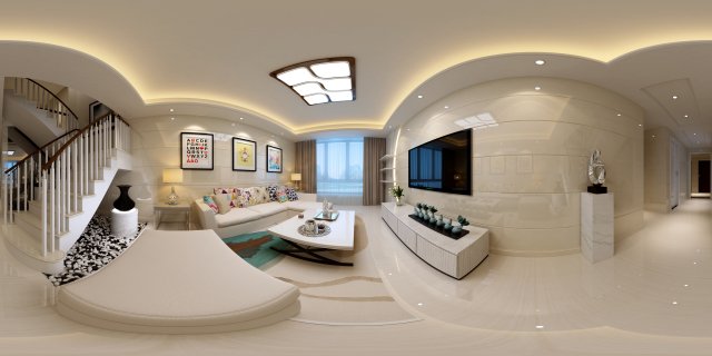panoramic modern style family living room restaurant 08 3D Model .c4d .max .obj .3ds .fbx .stl .blend 