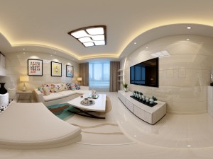 panoramic modern style family living room restaurant 08 3D Model