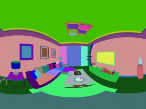 panoramic modern style family living room restaurant 08 3D Model
