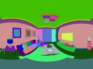 panoramic modern style family living room restaurant 08 3D Model