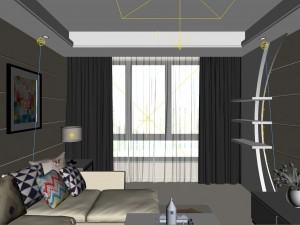 panoramic modern style family living room restaurant 08 3D Model