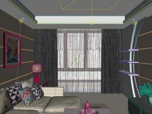 panoramic modern style family living room restaurant 08 3D Model