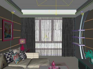 panoramic modern style family living room restaurant 08 3D Model
