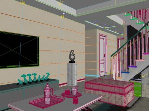panoramic modern style family living room restaurant 08 3D Model