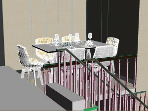 panoramic modern style family living room restaurant 08 3D Model