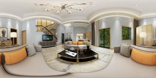 panoramic modern style family living room restaurant 09 3D Model .c4d .max .obj .3ds .fbx .stl .blend