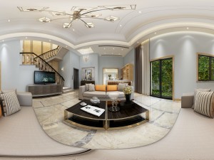 panoramic modern style family living room restaurant 09 3D-Modell