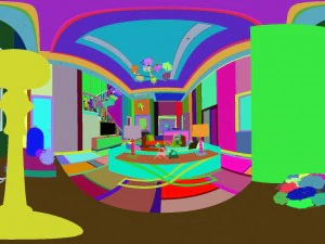 panoramic modern style family living room restaurant 09 3D Model