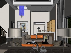 panoramic modern style family living room restaurant 09 Modelo 3D