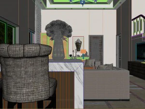 panoramic modern style family living room restaurant 09 3D Model