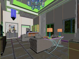panoramic modern style family living room restaurant 09 3D Model