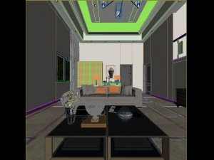panoramic modern style family living room restaurant 09 3D Model