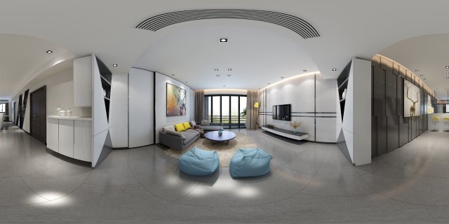 panoramic modern style family living room restaurant 10 3D Модель .c4d .max .obj .3ds .fbx .stl .blend 