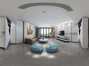 panoramic modern style family living room restaurant 10 3D Model