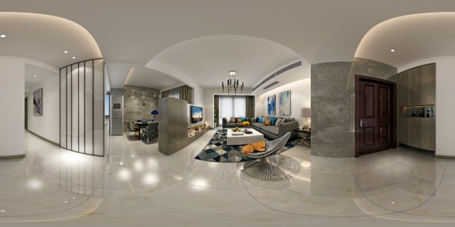 panoramic modern style family living room restaurant 11 3D Модель .c4d .max .obj .3ds .fbx .stl .blend 