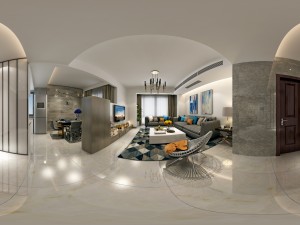panoramic modern style family living room restaurant 11 Modelo 3D