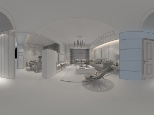 panoramic modern style family living room restaurant 11 3D Модель