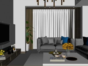 panoramic modern style family living room restaurant 11 3D Модель