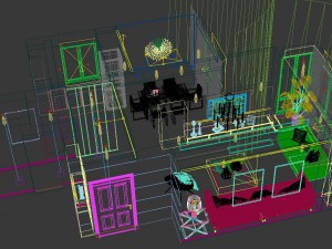 panoramic modern style family living room restaurant 11 3D Модель