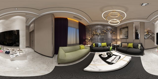 panoramic modern style family living room restaurant 12 Model 3D .c4d .max .obj .3ds .fbx .stl .blend