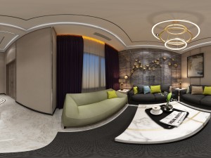panoramic modern style family living room restaurant 12 3D Model
