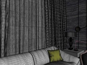 panoramic modern style family living room restaurant 12 3D Model