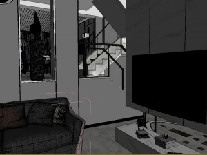 panoramic modern style family living room restaurant 12 3D Model