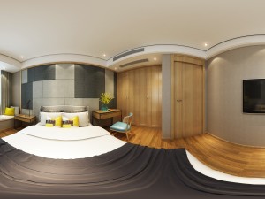 panoramic modern style family bedroom space 01 3D Model