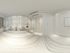 panoramic modern style family bedroom space 01 3D Model