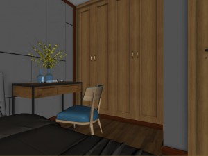 panoramic modern style family bedroom space 01 Modèle 3D