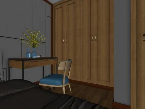panoramic modern style family bedroom space 01 3D Model