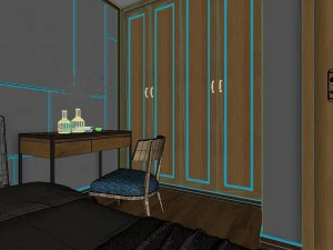 panoramic modern style family bedroom space 01 3D Model