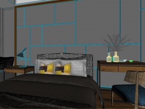 panoramic modern style family bedroom space 01 Modèle 3D